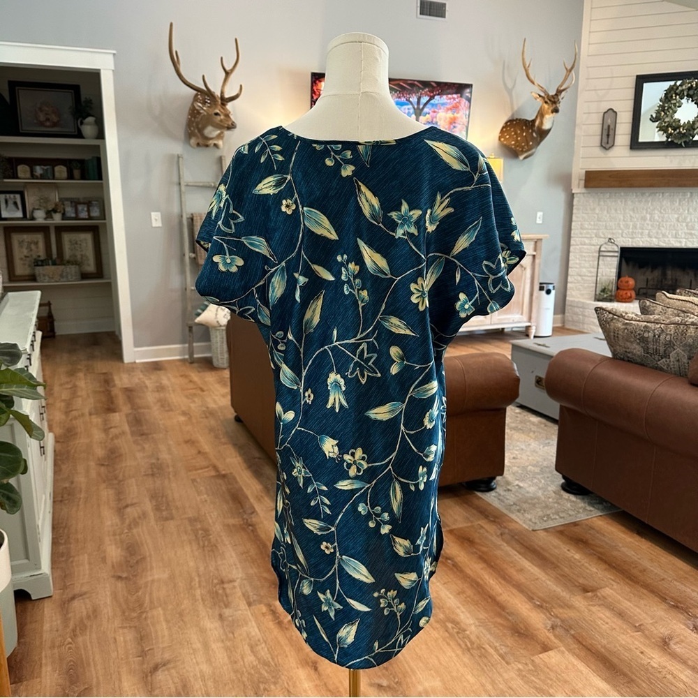 Vintage Y2K Blue Wrap Floral Soft Robe Matching Nightgown Intimates Pajama Set - Picture 9 of 11
